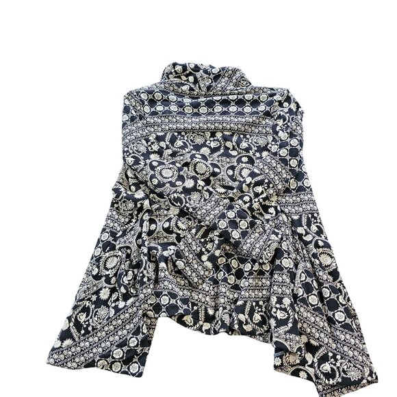 Free People Women's Blazer Jacket Flare Cardigan Black and White Floral size S - Picture 2 of 13